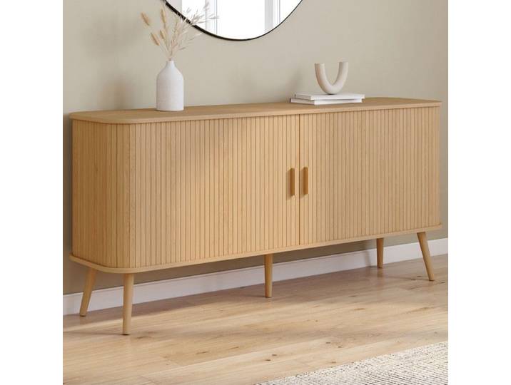 ID MARKET buffet 2 portes 160 cm Moderne bois effet lattes
