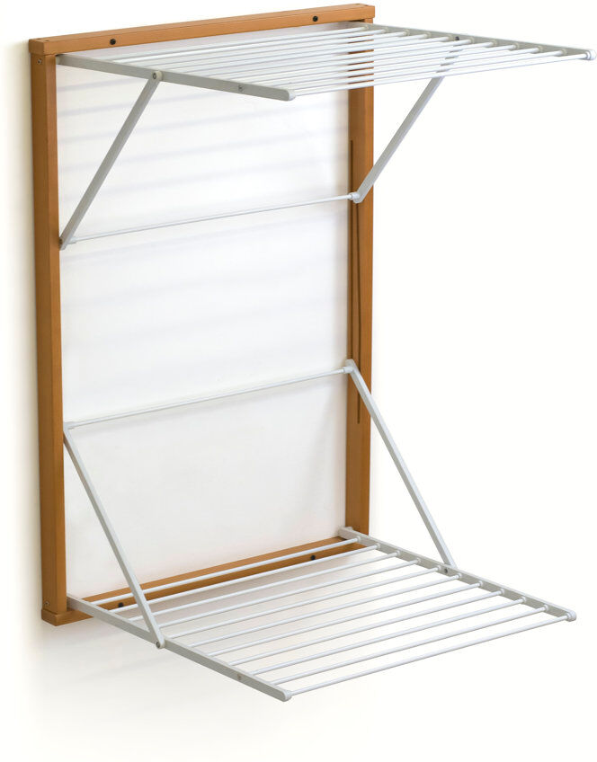 Rebrilliant WALL CLOTHESLINE Wood Foldable Wall-Mounted Drying Rack Cherry 98cm H X 69cm W X 64cm D