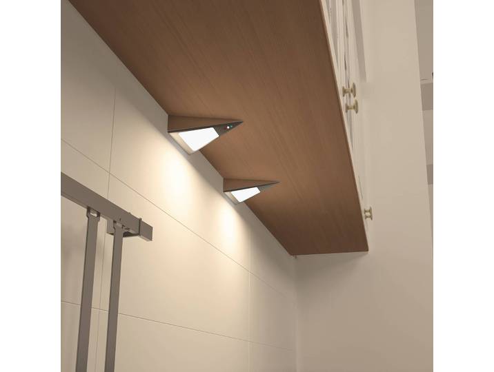Prios Odia LED-Unterbauleuchte, edelstahl, 2-fl. PRIOS, dimmbar, alu / grau / zink, für Wohn- / Esszimmer, Edelstahl, Modern, Unterschrankleuchten