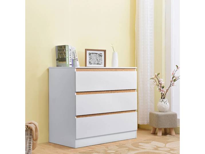WOLTU Commode moderne 80x78x48cm avec 3 tiroirs, meuble de rangement pour salon, chambre, bureau, couloir