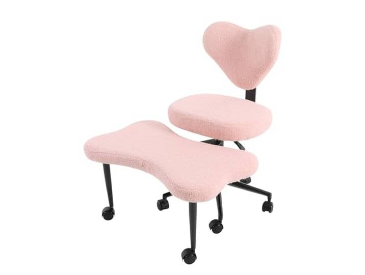 ARBGO Meditationsstuhl, Schneidersitz Stuhl mit Rollen(Rosa) Meditationsstuhl für mehrere Sitzpositionen, mit Lendenwirbelstütze, Höhenverstellbar & 360° drehbar, für mehrere Sitzpositio