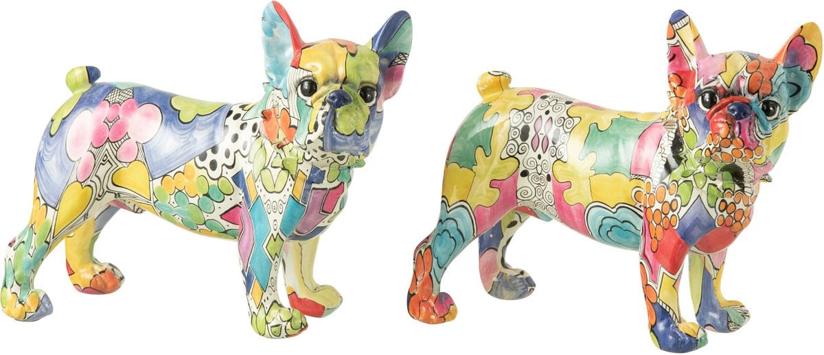 J-Line Decoratie Bulldog Ogen Staand Pop-Art Mix - Polyresin