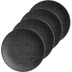 MÄSER Teller flach 27 cm 4er Set, Trad. Tiles Schwarz, 581191