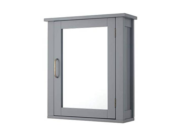 Teamson Home Meubles de Salle de Bain en Bois Armoire à Pharmacie Murale avec Miroir avec étagère réglable Gris EHF-F0021