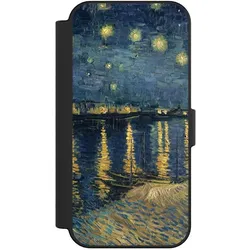 Nivocase Klapphülle für Apple iPhone 16 Handyhülle aus Kunst Leder NIVOflip schwarz Kunst Malerei (Apple iPhone 16), Smartphone Hülle, Schwarz