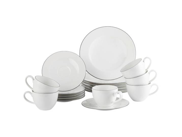 Seltmann Weiden Kaffeeservice, Schwarz, Weiss, Keramik, 18-teilig, 240 ml,240 ml, 24x18.1x43 cm, Geschirr, Geschirr-Sets, Kaffeeservice