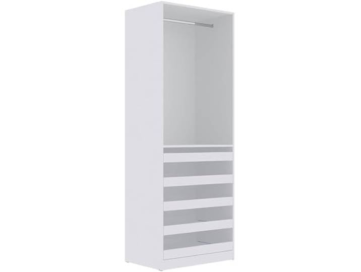 Begehbarer offener Kleiderschrank 75x206x51cm mit 5 ausziehbaren Ablagen und Kleiderstange Schlafzimmer Garderobe Marmex Tres 08 weiß