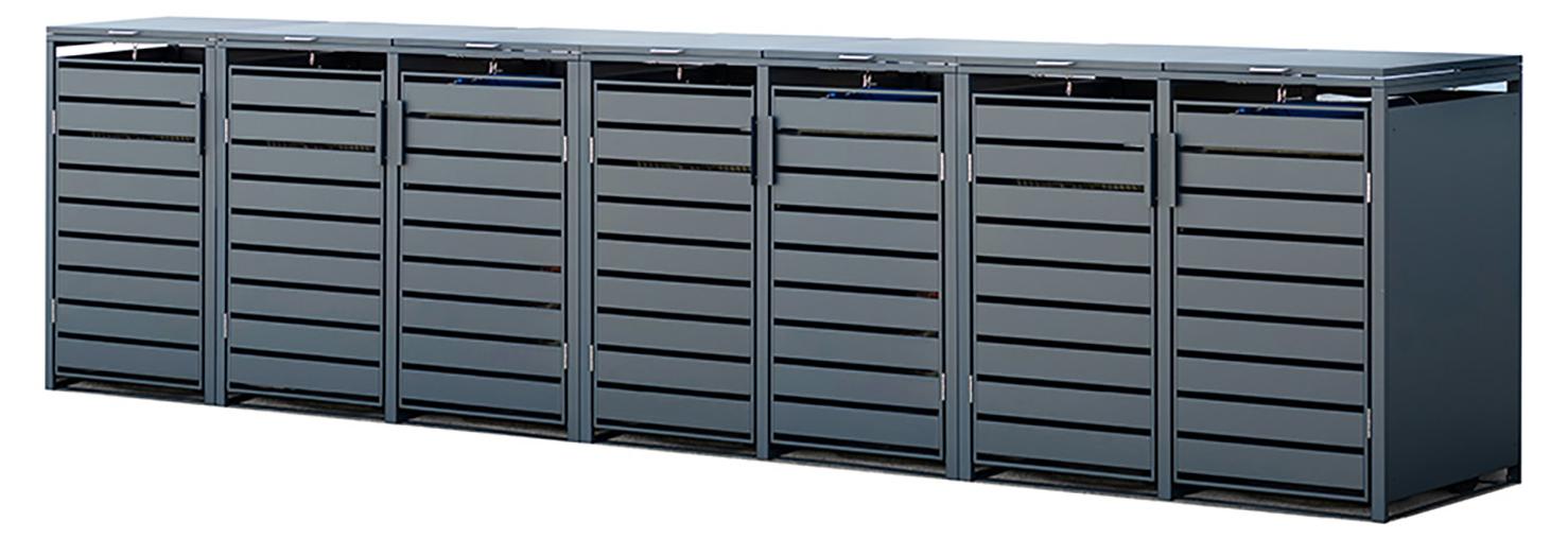 Westmann Metall Mülltonnenbox Kubus 7er 7x240 L Anthrazit 464x80x116 cm