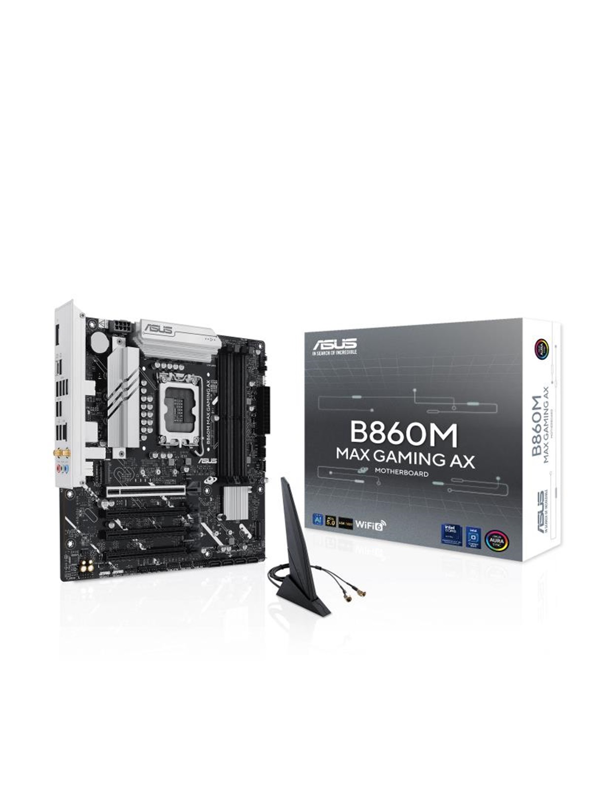 ASUS B860M MAX GAMING AX Mainboard - Intel B860 - Intel LGA1851 - DDR5 RAM - Micro-ATX