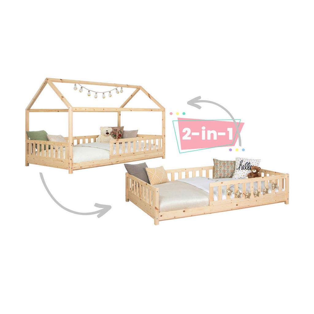 Livetastic Hausbett , Naturfarben , Holz , Kiefer,Kiefer , massiv,Schichtholz , 120x200 cm , bodentiefer Einstieg , Baby- und Kindermöbel, Kinderzimmer & Jugendzimmer, Kinderbetten, Hausbetten