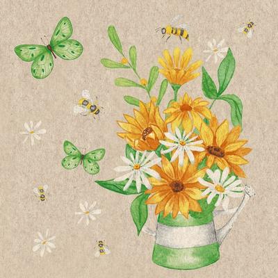 240x PAPER + DESIGN Recycling-Tissue Serviette 33 x 33 cm Bees and blossoms 2-lagig