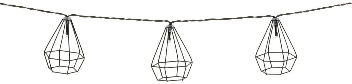 Atmosphera Solar tuin lantaarns lichtsnoer - zwart - metaal - 335 cm - Led tuinverlichting op zonne-energie
