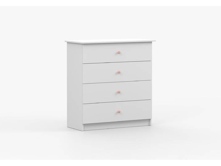 Kommode OLAF I 95 cm Weiß Weiß Rosa