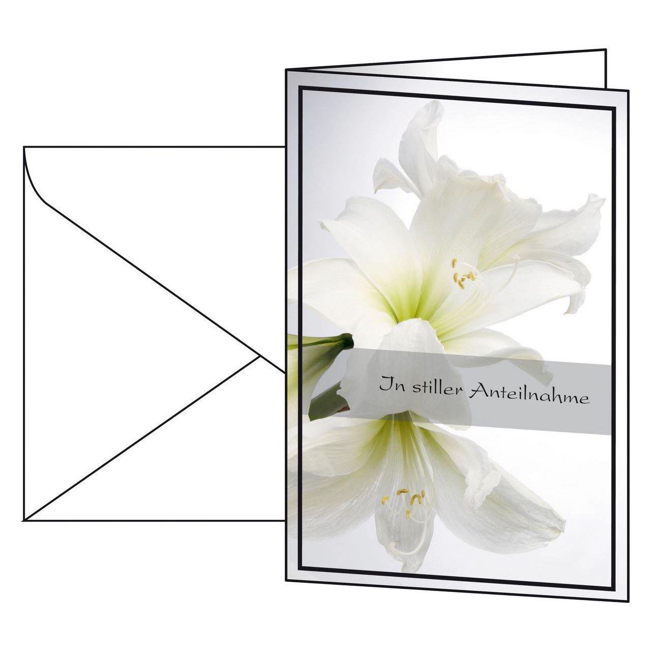 SIGEL 10 Trauerkarten weiße Amaryllis DIN A6