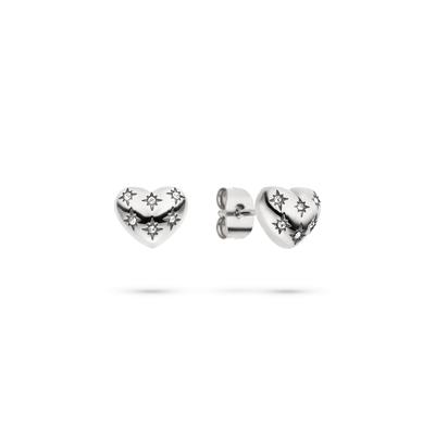 Paar Ohrstecker TAMARIS "Schmuck Geschenk Edelstahl Herz-Ohrstecker Valentine Heart", silber (edelstahlfarben, kristallweiß, kristallweiß), Ohrringe, Damen, 9mm, Edelstahl, mit Zirkonia (synth.)