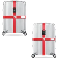 König Design 2x Kreuz Kofferband Koffergurt Gepäckband Kofferriemen Gepäckgurt Zahlencode Set, Reisezubehör, Blau