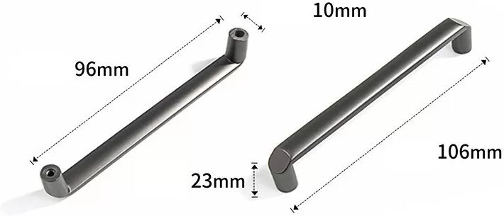 INF Minimalistische Schranktürgriffe - 2er Pack, Zinklegierung, Dunkelgrau