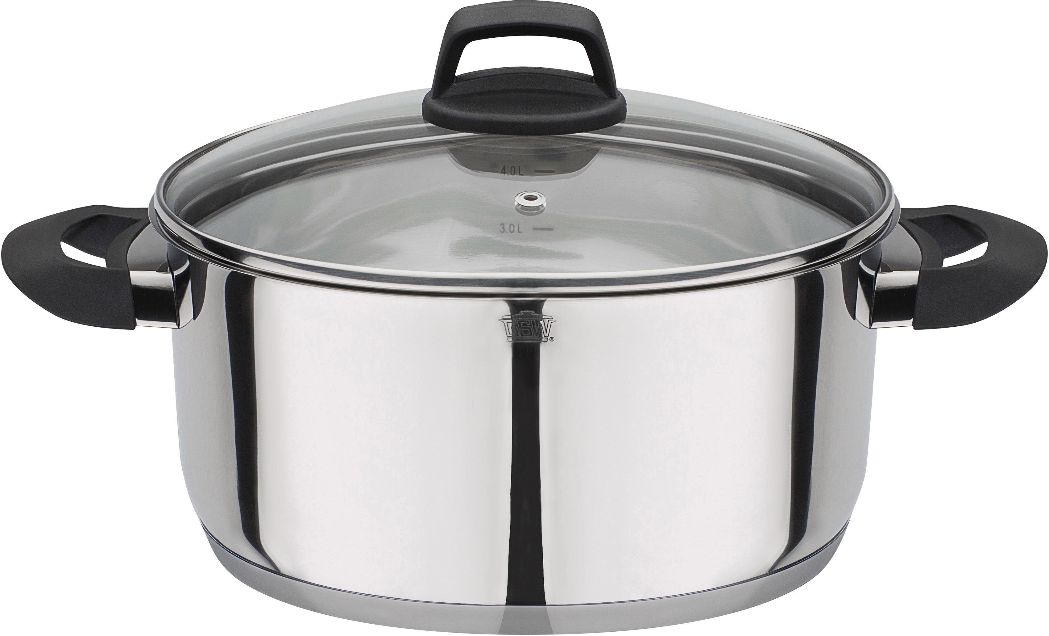 Bratentopf GSW "Como", silber (edelstahlfarben), H:11,5cm Ø:24cm, Töpfe, Bratentopf, Induktion