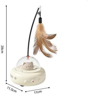 Uplift Picks Electric Interactive Cat Toy Smart Cat Teaser Toy With Feather And Bell white