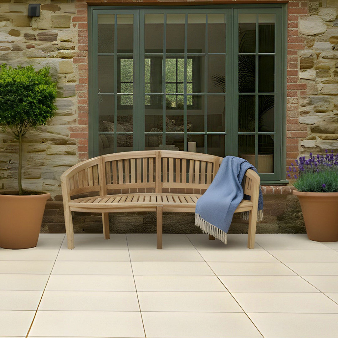 Charles Bentley Lucian 160 cm W Teak Solid Wood Garden Bench Brown 83cm H X 160cm W X 60cm D