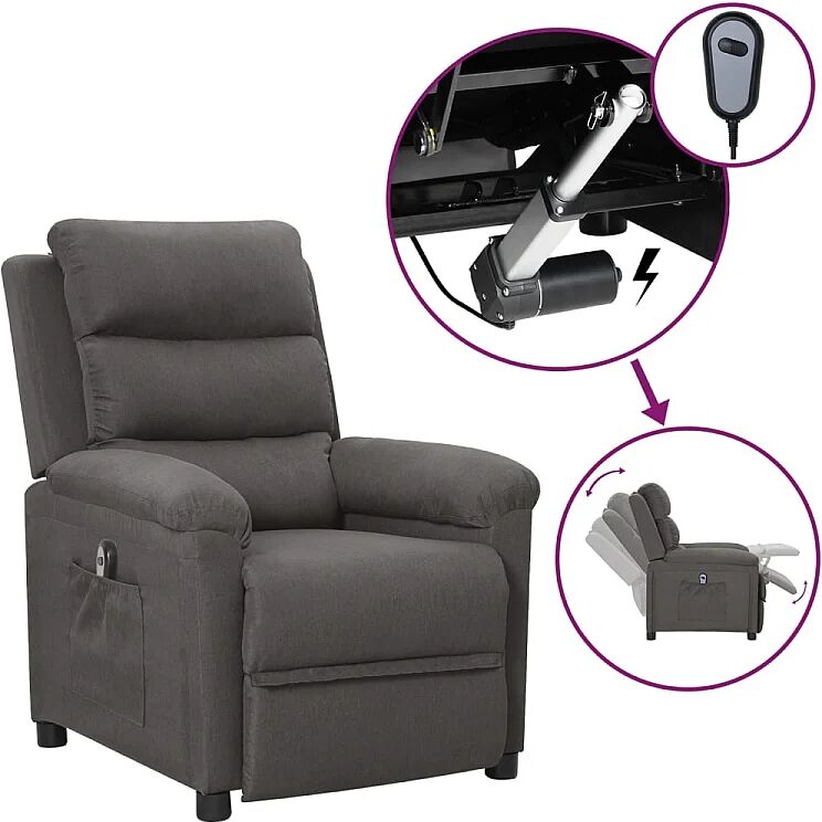 vidaxl Sillón reclinable eléctrico de tela gris oscuro