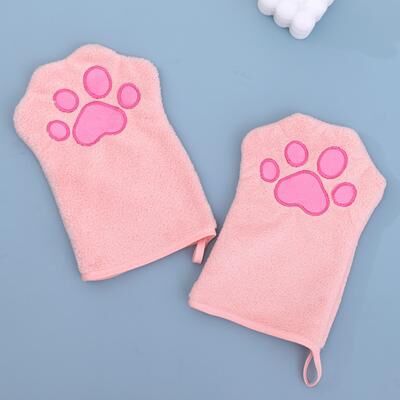 Happy Pet Pantry Ultra Absorbent Pet Bath Gloves & Towel For Dogs And Cats 1pcs Pink