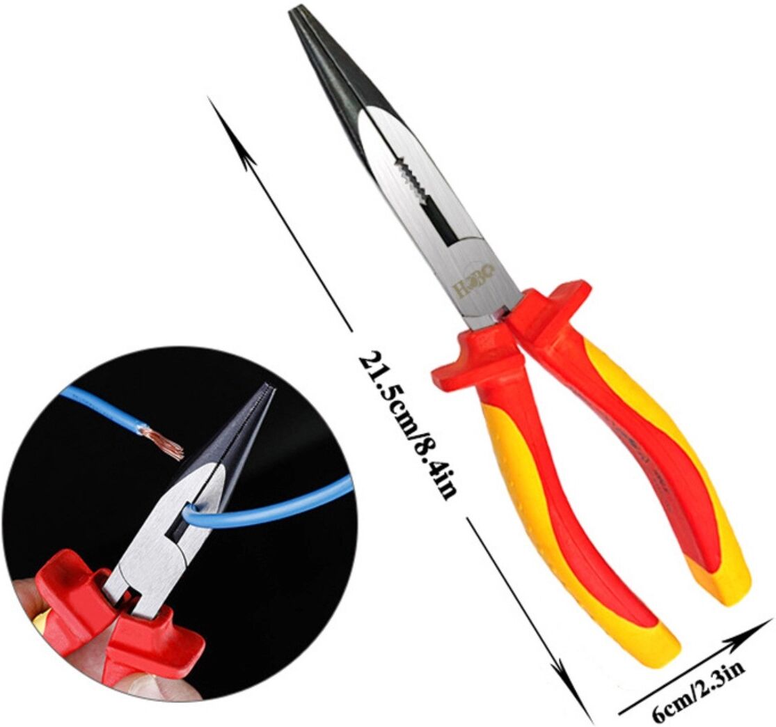 INF Multifunktions-Elektrikerzange – 8 inch Spitzzange mit isoliertem Griff und Chrom-Vanadium-Stahl