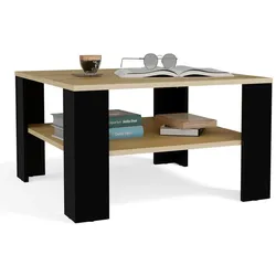 Couchtisch mit Ablage unter der Tischplatte SQUARE EICHE ARTISAN SCHWARZ Wohnzimmertisch fürs Wohnzimmer Zimmer