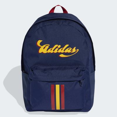 Rucksack ADIDAS PERFORMANCE "ADIDAS TIRO GRAFIK II", blau (dunkelblau, crew gelb), Rucksäcke, Obermaterial: 100% Polyester, Rucksack