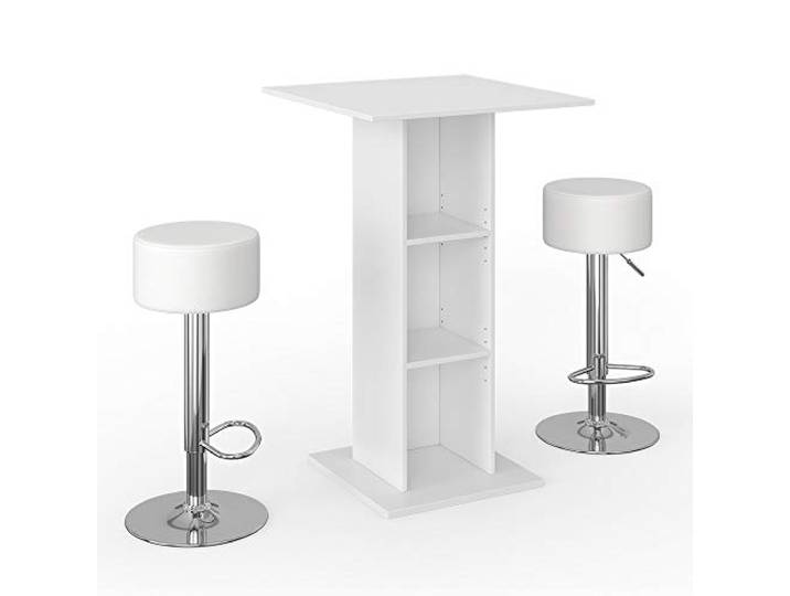 Vicco Bartisch-Set Rodeo , Weiß 70 x 70 cm mit 2 Barhockern, als Stehtisch nutzbar, platzsparend für kleine Bereiche