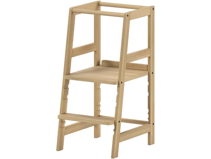 Kinderstuhl VIPACK Lernturm aus Massivholz, stabil und standfest gebaut , buche natur, buche natur, B:41cm H:85cm T:48,3cm, Massivholz, Stühle, Kinderstuhl, Tritt und Stehfläche 3-fach verstellbar, 3 verschiedene Farben