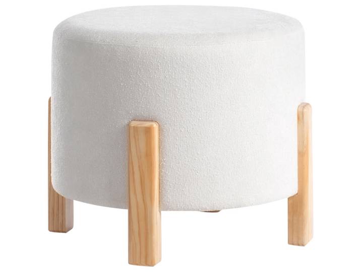 Beliani Pouf Cremeweiß Terry, Weiß, Braun, Rund, 53x43x53 cm, Wohnzimmer, Sessel, Hocker & Hockerbänke, Poufs