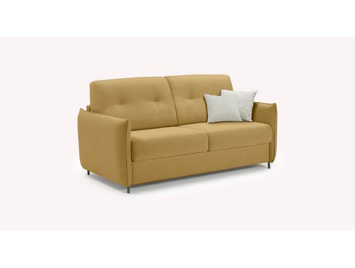 Canapé convertible Tissu TONY - Jaune - Couchage 120x195