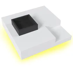 Couchtisch 72x72x30 cm mit abnehmbarer Aufbewahrungsbox in Schwarz-Weiß und LED-Beleuchtung – modernes Design und Stauraum
