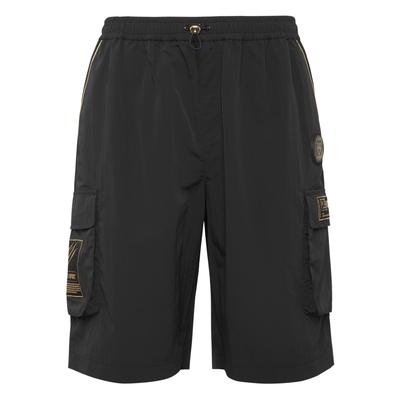 Cargobermudas PLEIN SPORT "Sportshorts", Herren, Gr. M, US-Größen, schwarz (0294, schwarz, lightgold), Obermaterial: 100% Polyamid, Hosen