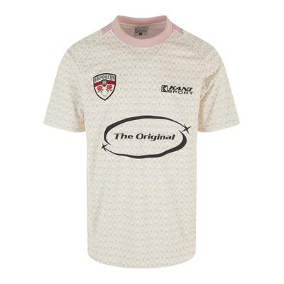 T-Shirt KARL KANI "Karl Kani Karl Kani Sport Monogram Aop Trikot", Herren, Gr. S, beige (lightsand, rose), 100% Polyester, bedruckt, oversize, Rundhals, Shirts T-Shirt