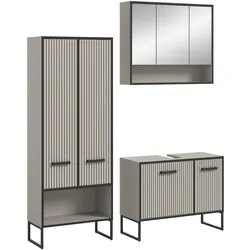 BADMÖBEL-SET 3-teilig Scana in schwarz, sand 154 cm, Kombination mit Soft-Close