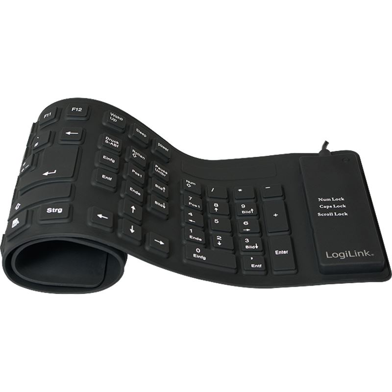 LogiLink Flexible Waterproof Keyboard ID0019A PS/2 & USB Deutsch schwarz (kabelgebunden)