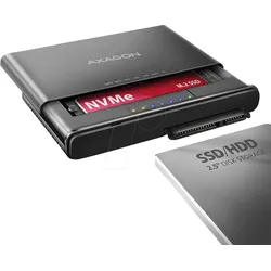 AXG ADSA-CC - Externes M.2 NVMe + 2,5" SATA Gehäuse, Klon Funktion, USB 3.1