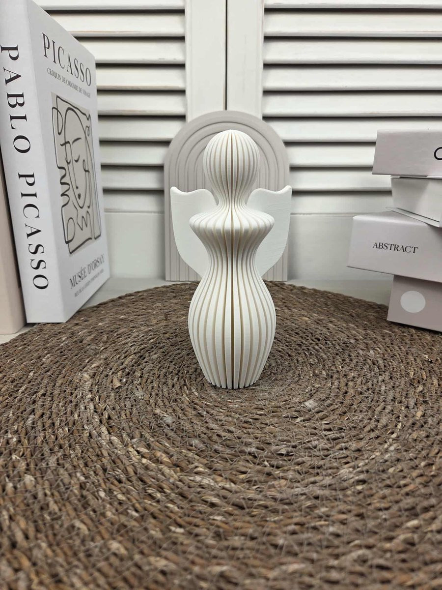 RoNa Design Staande Ribbel Engel Decoratie - Wit - 15 cm