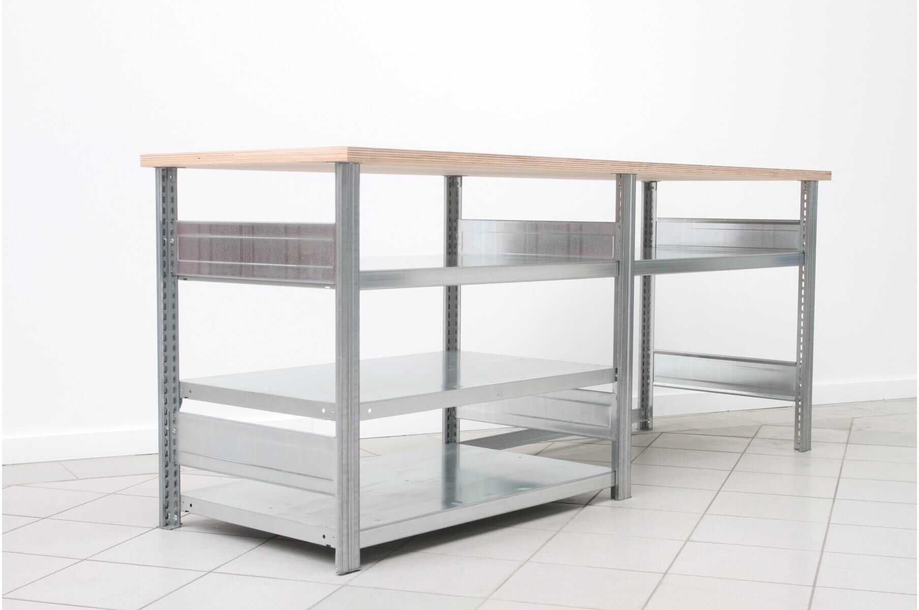 Regalwerk BERT-Werktisch Typ 3 HxBxT 880x2100x700 mm 1x1 Ebene, 1x3 Ebene Belastung 150 kg (B3-82530-K)