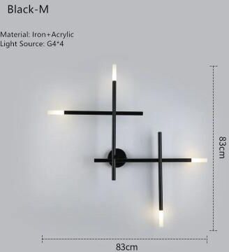 Inspired Finds Nordic Cross Line LED Wall Lamp Modern Minimalist Art Sconce black M cold Light