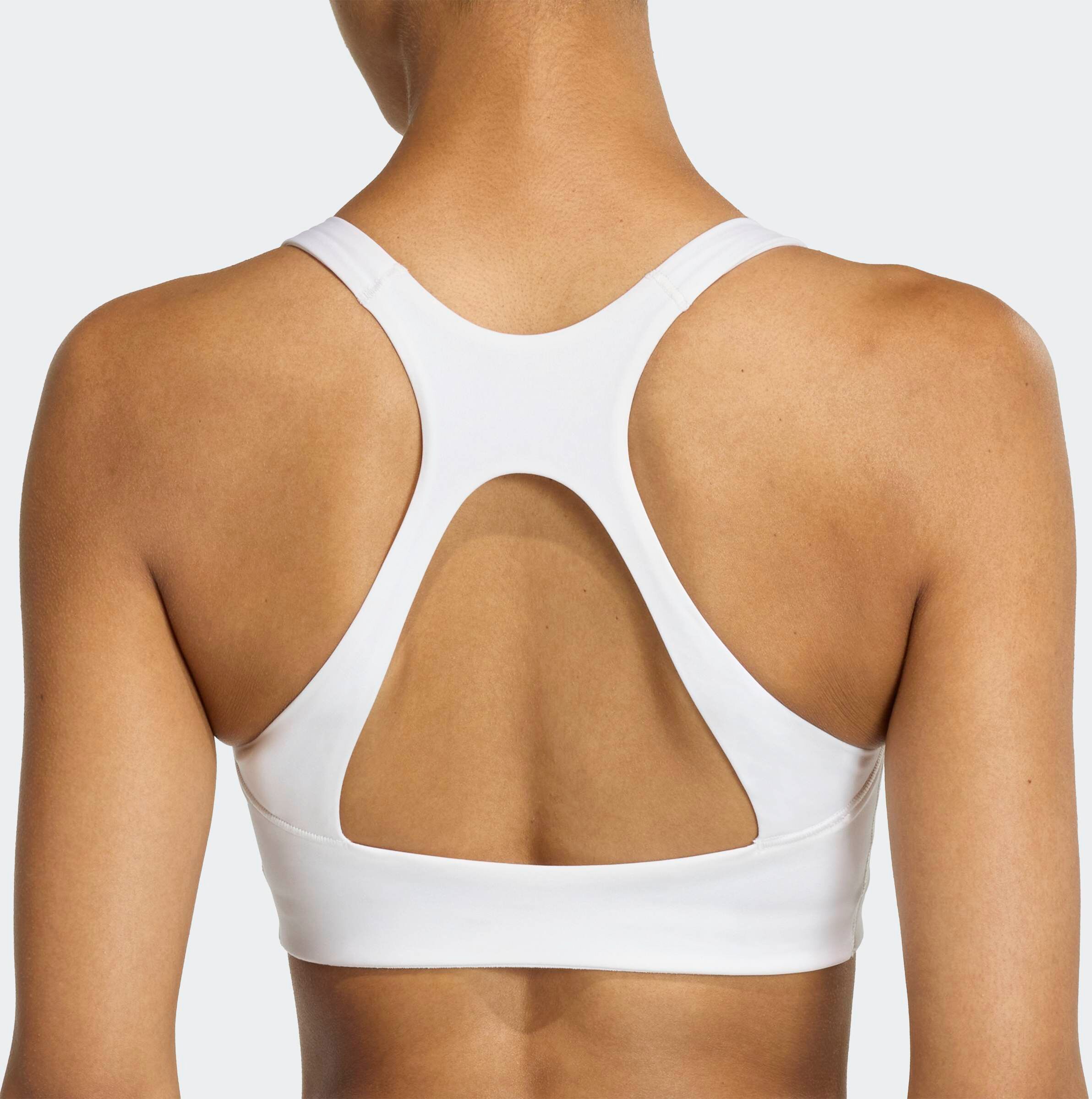 Sport-BH ADIDAS PERFORMANCE "OPT MS BRA", Damen, Gr. XL, N-Gr, weiss (weiß), Obermaterial: 79% Polyester, 21% Elasthan, BHs Sport-BH weiß XL, N-Gr