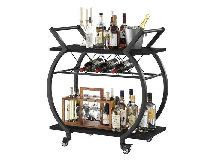 LuxusKollektion Servierwagen Servierwagen mit Rollen und Weinregal für Küche und Bar 76x40x84cm