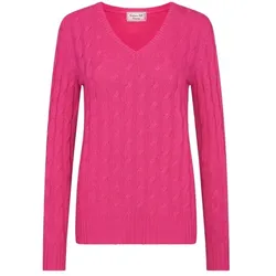 Cashmere & Silk Co. Damen Zopf Pullover V-Aus. fuchsia