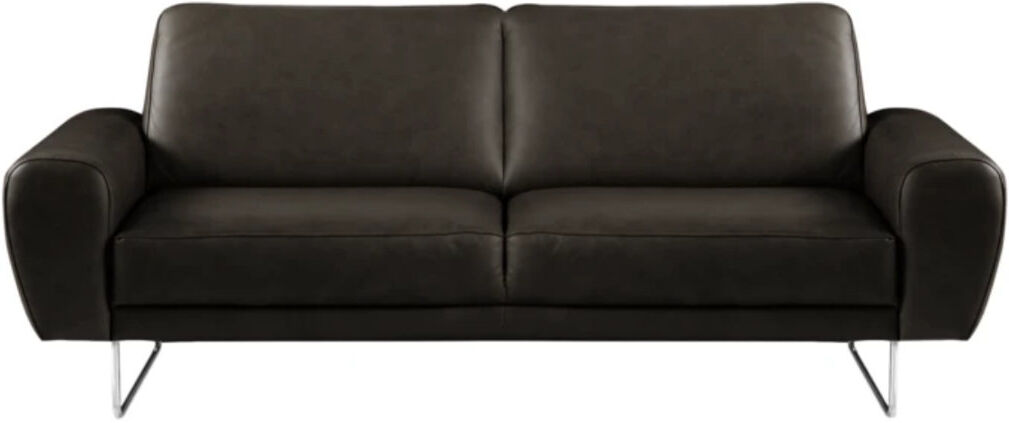 17 Stories Edeltrud Full Grain Leather Sofa Black 2