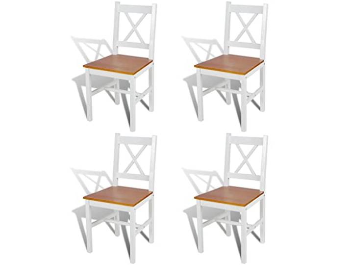 vidaXL Esszimmerstühle 4 STK. Weiß Kiefernholz Sieht toll aus und passt in jeden Essbereich. Ergonomisches Design sorgt für Komfort. Aus massivem Kiefernholz für