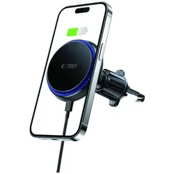 Tech-Protect MM15W-V4 car phone holder with MagSafe 15W inductive charger for air vent - black, Smartphone Halterung, Schwarz