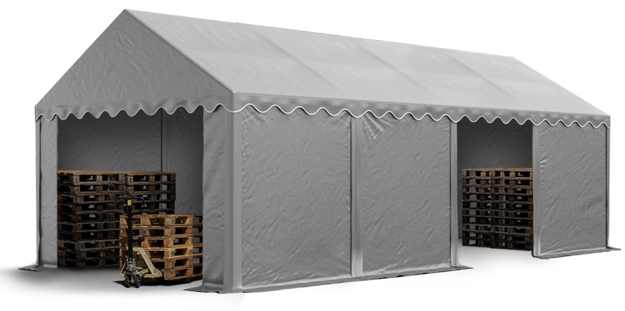 TOOLPORT Lagerzelt 4x8 m Zelthalle Unterstand Weidezelt PVC Plane 700 N wasserdicht in grau