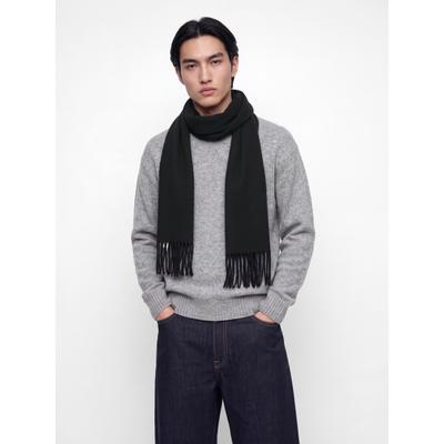 Schal JACK & JONES "JACKELOWNA WOOL SCARF LN", Herren, schwarz (schwarz detail:solid), Strick, Wolle, unifarben, Modetücher Schal, aus reiner, weicher Wolle